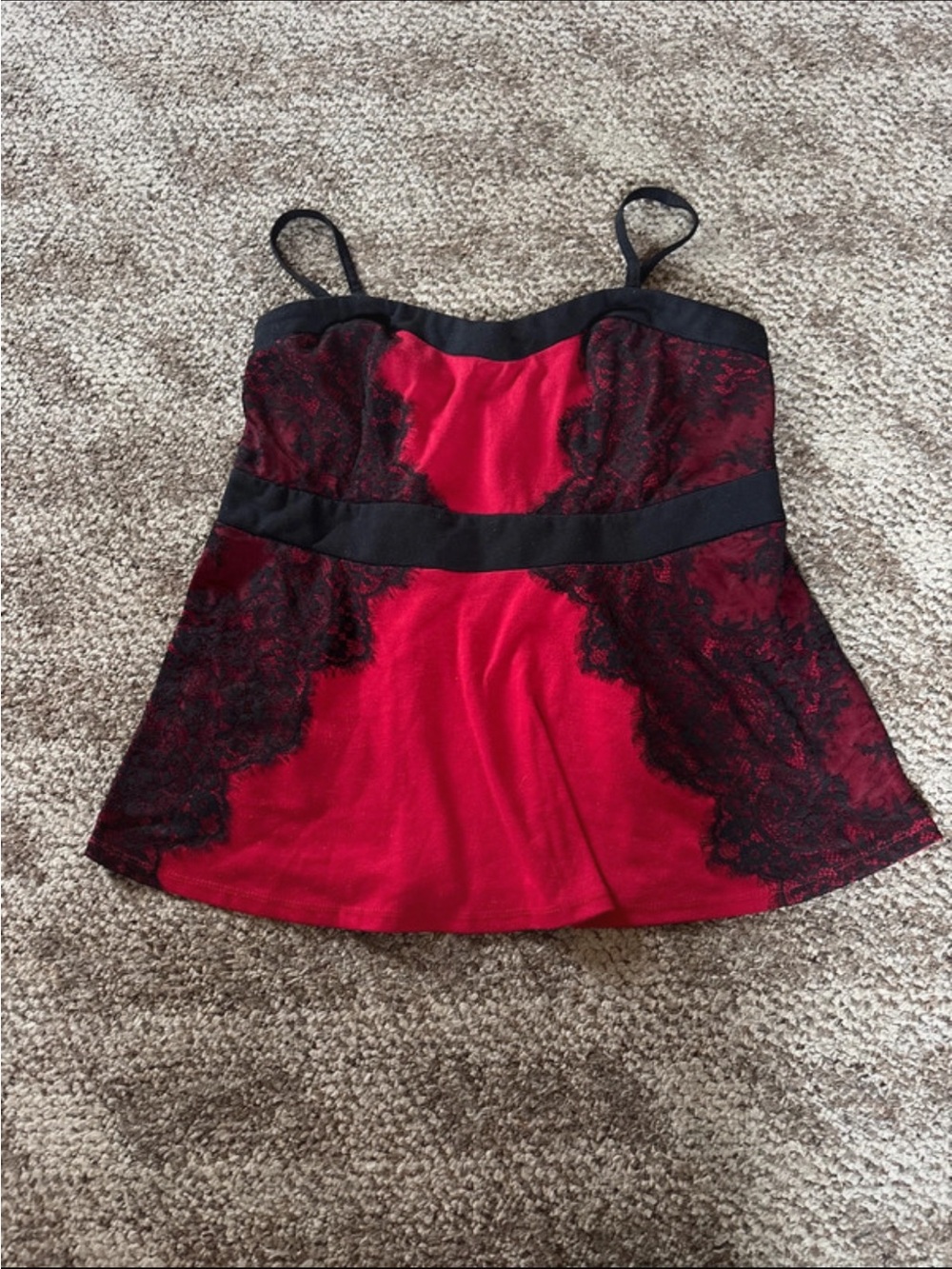 torrid Red Cami with Black Lace Trim